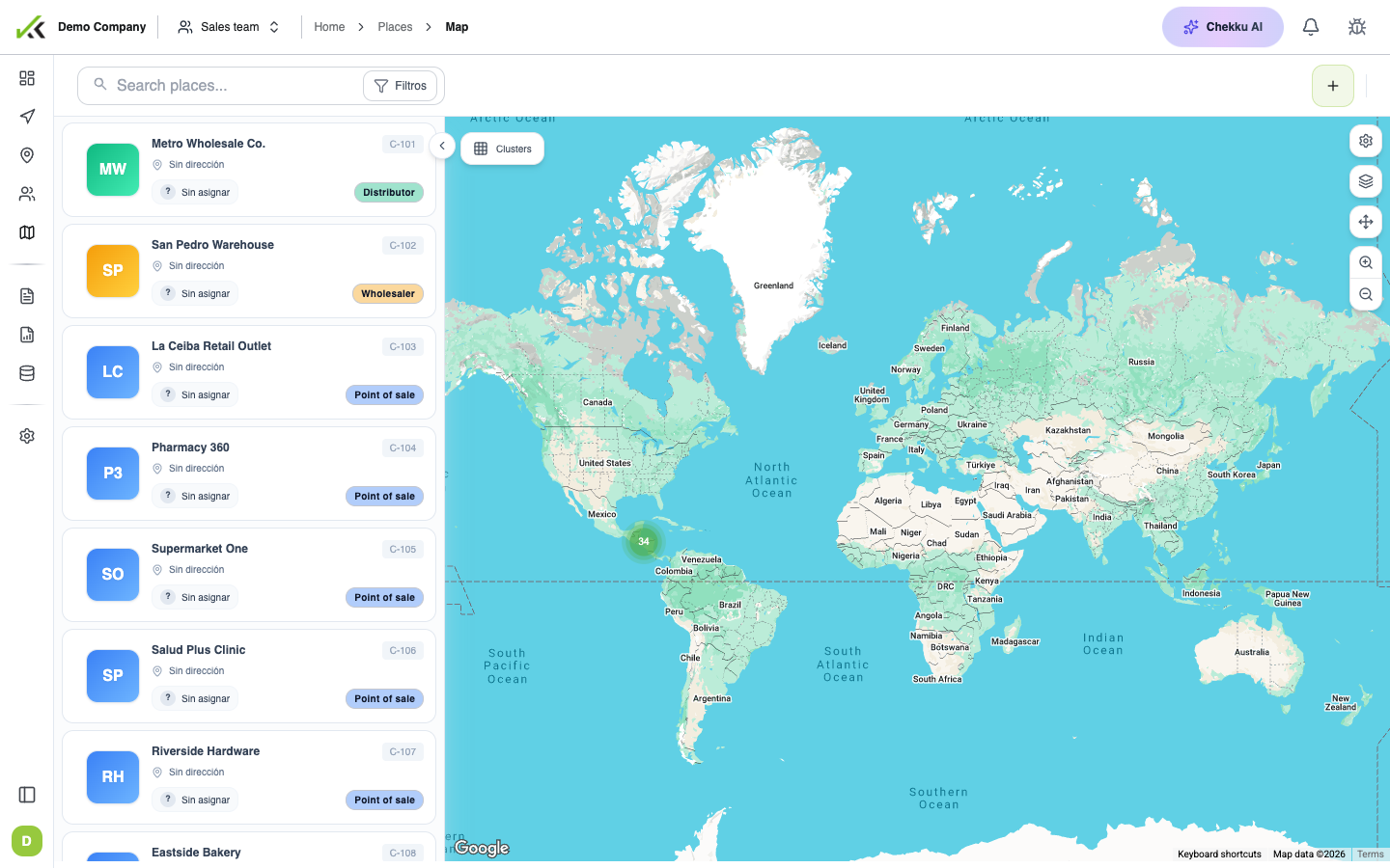 Places map in Chekku