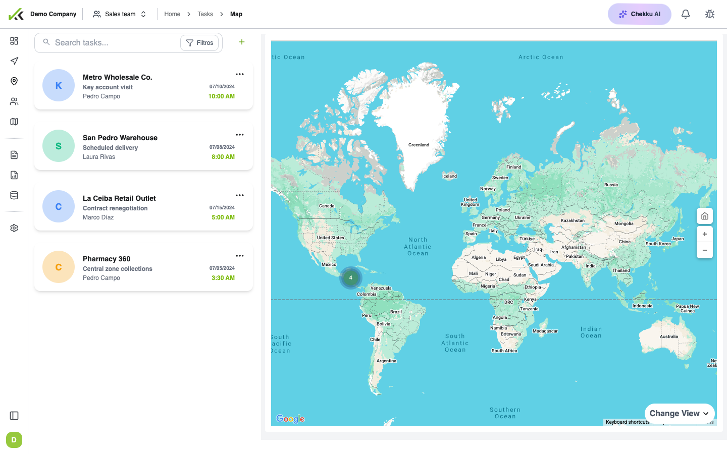 Tasks map in Chekku